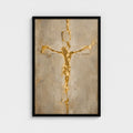 GOLDEN CHRIST on the CROSS – Minimalist Crucifix Painting | Christian Wall Art