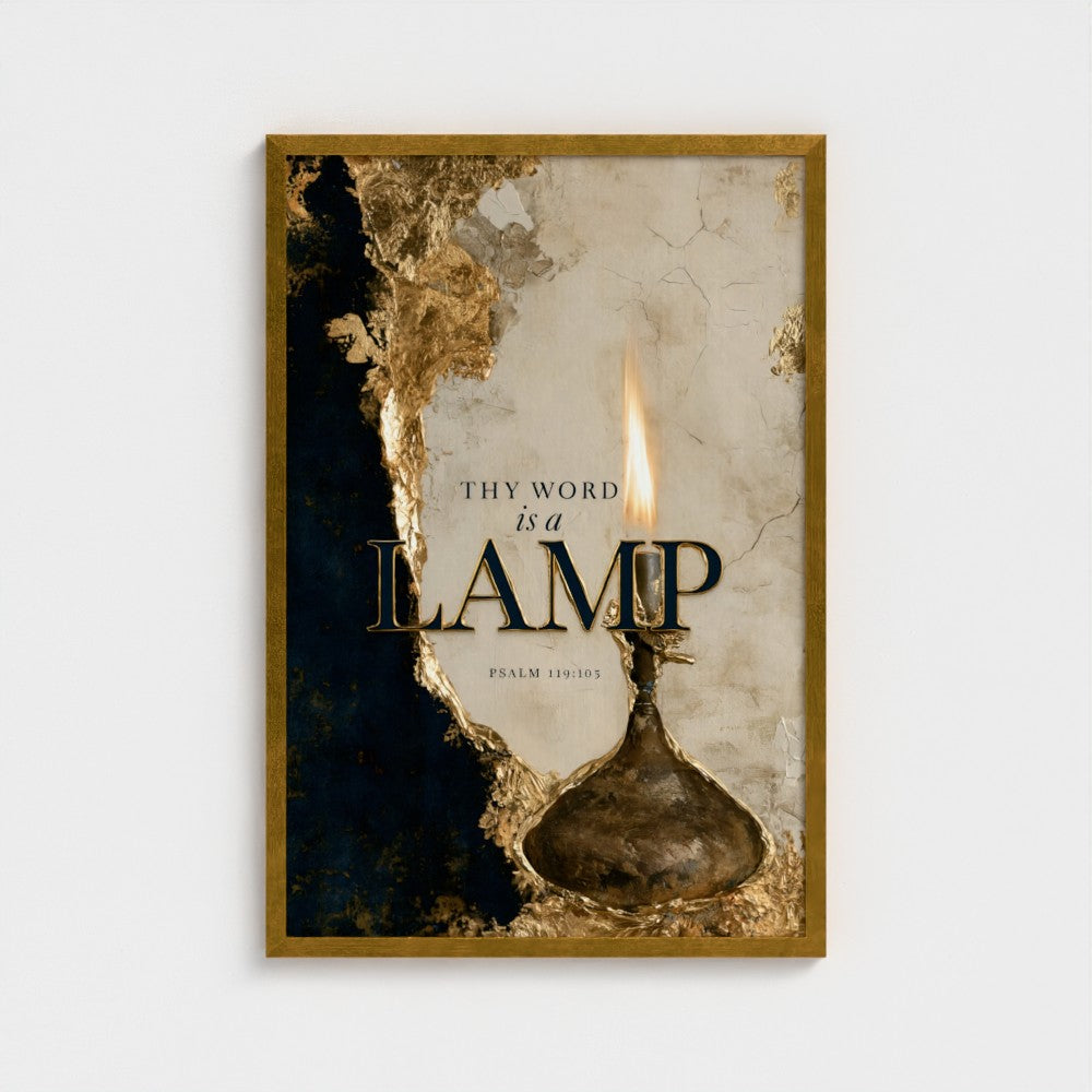 THY WORD is a LAMP (Gold Edition) – Psalm 119:105 | Christian Wall Art