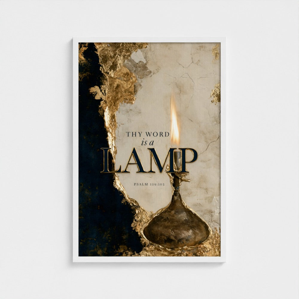 THY WORD is a LAMP (Gold Edition) – Psalm 119:105 | Christian Wall Art