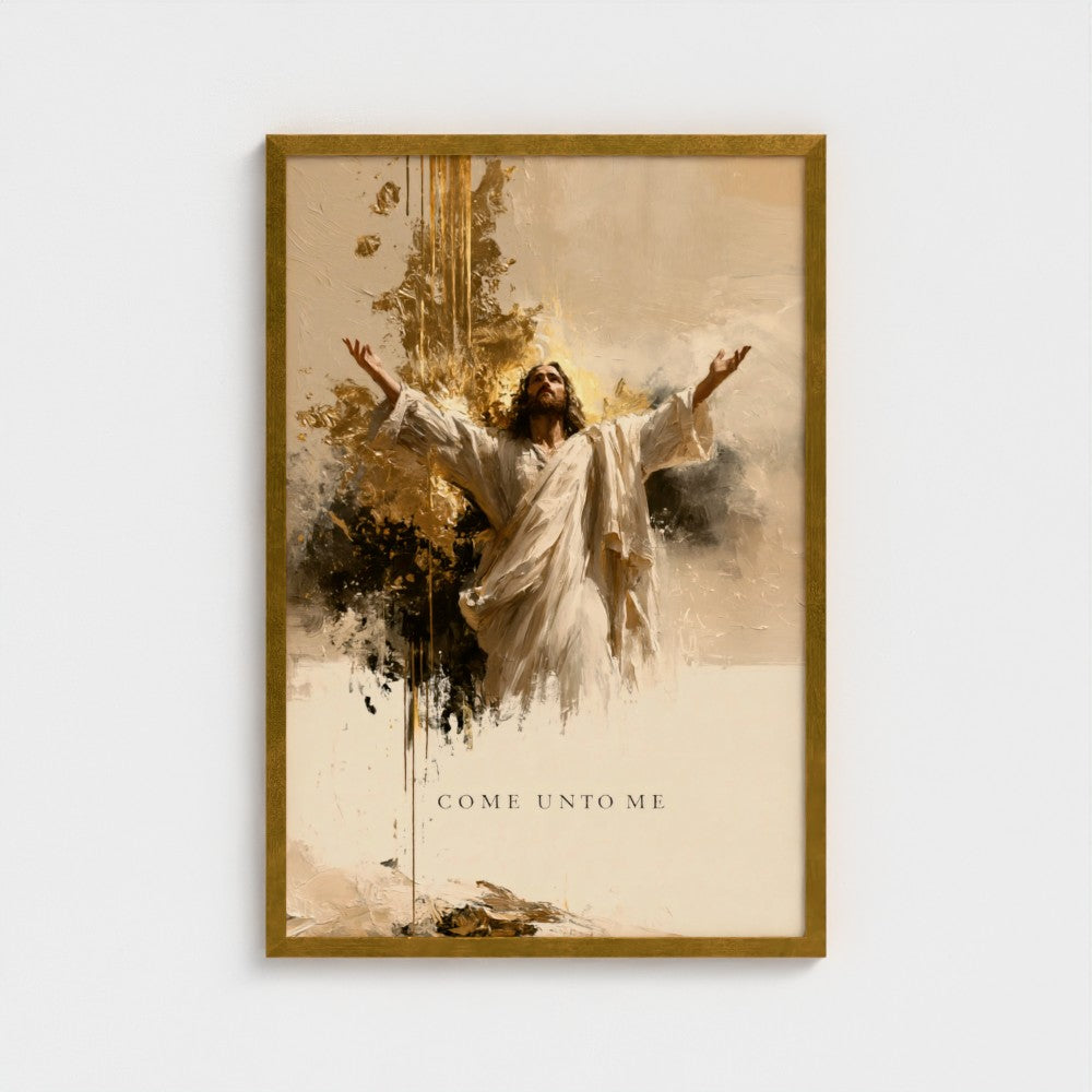 COME UNTO ME (Gold Edition) – Matthew 11:28 | Christian Wall Art